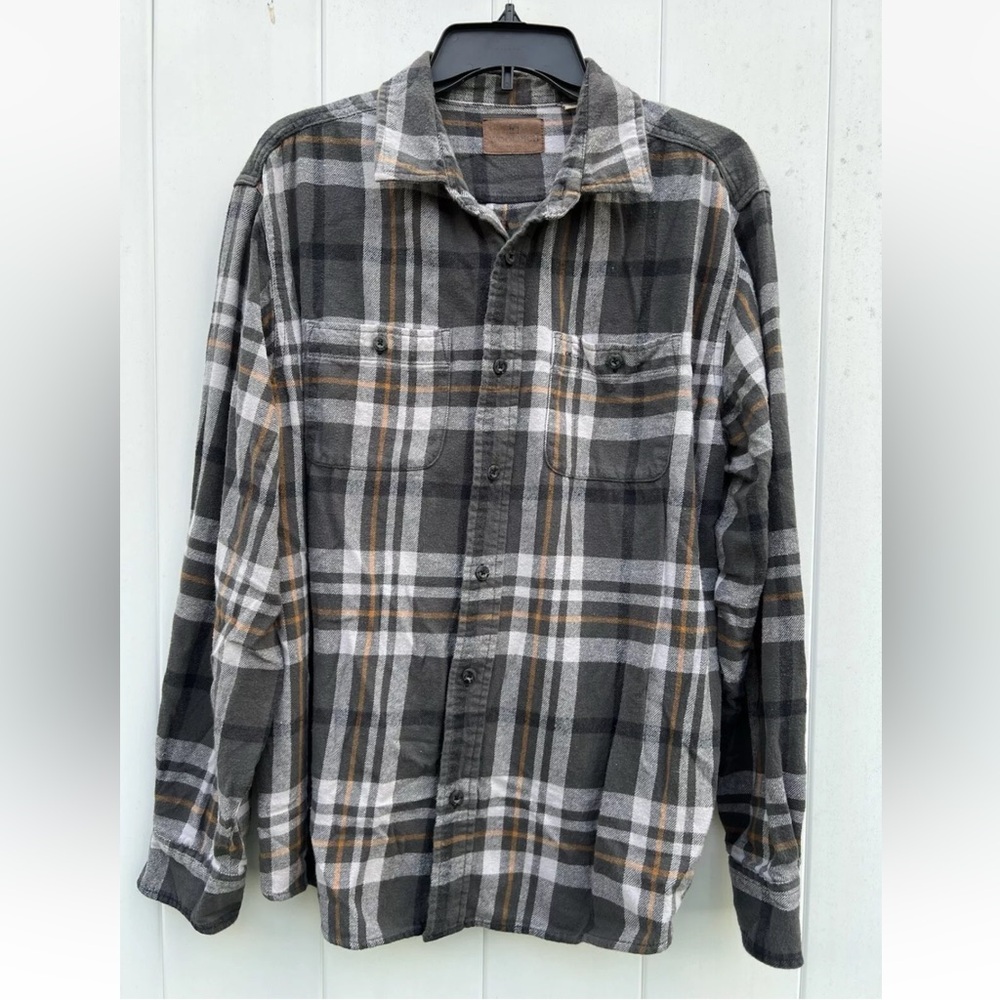 VTG Woolrich Men’s Long Sleeve Shirt Size XL Button Up Gray/Brown Plaid Cotton